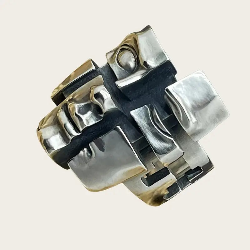 Retro Abstract Split Face Ring
