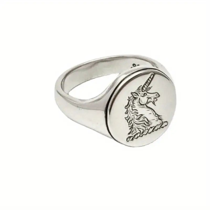 Minimalist Unicorn Engraved Ring