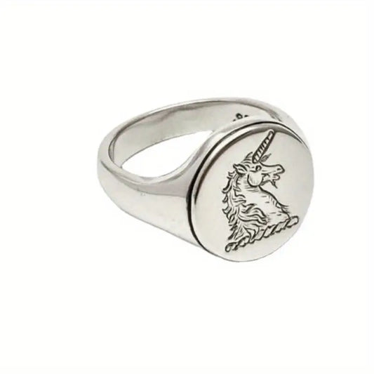 Minimalist Unicorn Engraved Ring