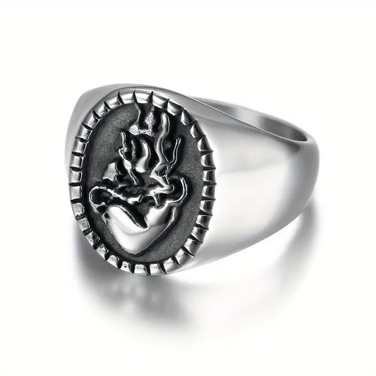 Vintage Flame Heart Ring